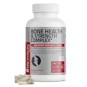Bronson Bone Health & Strength Complex* High Potency Formula 200 MCG of Vitamin K2 as MK7, Plus Calcium, Boron, Cissus Quadrangularis, Magnesium, Vitamin D3, and More - Non-GMO, 60 Tablets