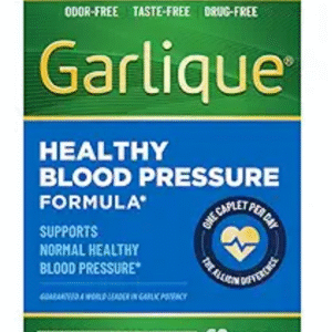 Garlique Garlic Extract Supplement, Healthy Blood Pressure Formula, Odorless & Vegan, 60 Caplets