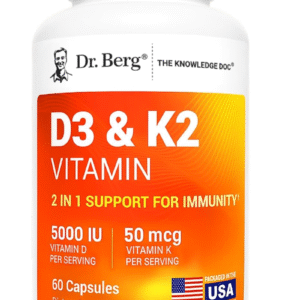 Dr. Berg Maximum Strength 7-in-1 Vitamin D3 K2 5000 IU | Naturally Derived D3 | 4X Lab-Tested & Verified | High Absorption Formula | K2 D3 Vitamin Supplement - 60 CapsulesDr. Berg Maximum Strength 7-in-1 Vitamin D3 K2 5000 IU